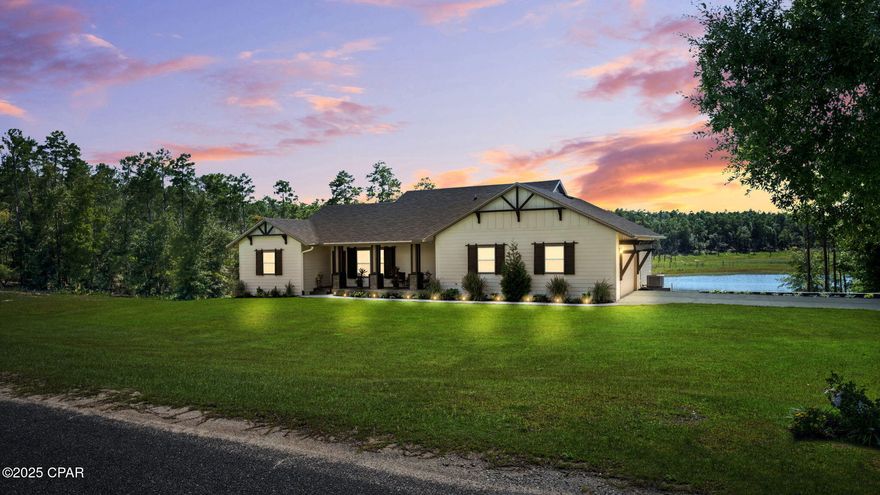 Experience the ultimate of tranquil living in this custom-built waterfront home, perfectly nestled on 5.4 beautiful acres. This stunning residence features a split bedroom open floor-plan, offering three spacious bedrooms and 2.5 baths, including an exquisite master suite with a large glass-enclosed bathing area that includes a spacious shower and a luxurious soaking tub. Enjoy serene views from the large deck that overlooks the water, ideal for relaxation or entertaining. The thoughtfully designed Jack-n-Jill guest bathroom adds convenience for visitors, making this home a perfect blend of beauty and functionality. Embrace the peaceful lifestyle you've always dreamed of in this beautiful retreat.