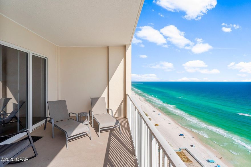 Stunning Gulf-Front Condo - Fully Renovated & Turnkey! Impeccably updated with brand-new furniture and designer finishes, this resort-style retreat is perfectly positioned in the heart of Panama City Beach—just minutes from Pier Park and the brand-new Topgolf.Property. This unit highlights a large expansive waterfront balcony with breathtaking views. The resort style complex features Indoor & outdoor pools for year-round enjoyment. This unit also has 2 reserved beach chairs + a covered reserved parking spot in the parking garage. This is a Prime location only steps from the elevator ! The complex also features a on-site fitness center and outdoor BBQ area, for entertaining. Best Priced to unit in Ocean Reef—schedule your private showing today!