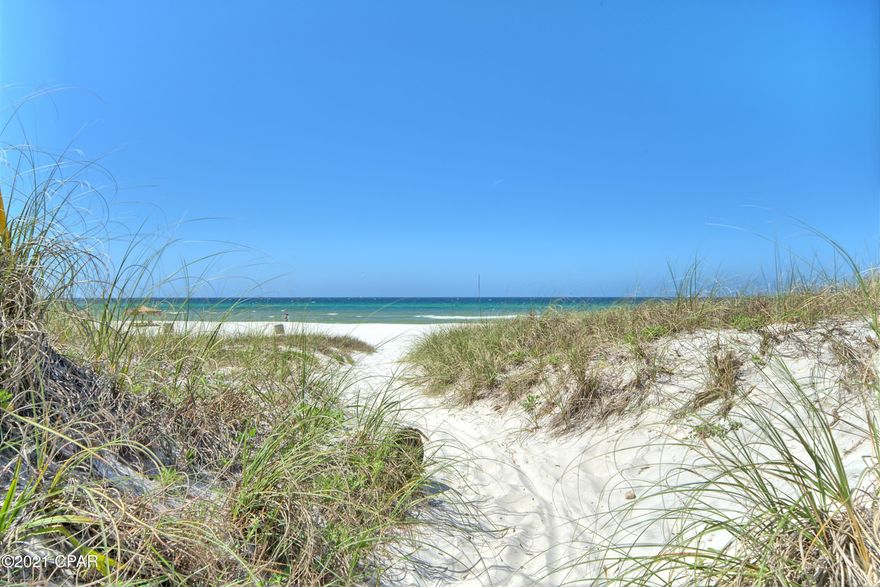 This is a ground floor unit just steps away from the world's most beautiful beach. No HOA fees to contend with. This unit is priced to sell, it is near great restaurants and the St Andrews State Park. All information is believed to be correct but should be verified by the Buyer.