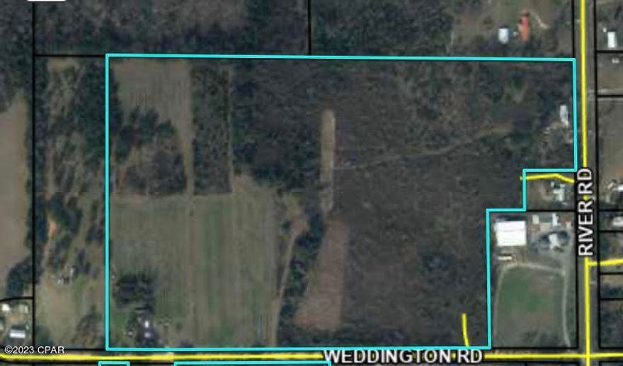 This parcel is a large parcel that is on the north and south of Weddington Road.  The north portion of this property is the only part for sale.  Also, two portions will be divided out of the north portion. Approximately 5 acres on the southwest corner (of the north portion) and approximately two acres on the northeast side. (Of the north portion) This leaves 48+- for sale. There will be an easement on the very northeast corner off River Road. Access can be Weddington Road and /or River Road. This property is high and dry and all measurements are approximate.
