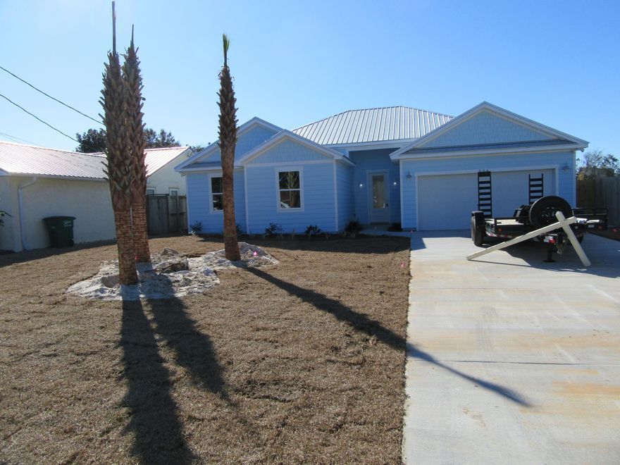 Location ,location,location only a block to the beach ,NOW COMPLETE  AS OF 2/28/2020 ,home features 9 & 10 ft ceilings,metal roof ,energy efficent,hurricane codes built in 2x6 walls for strength ,custom cabinets w/ granite, and yes covered patio wit your own private pool  ,short list this home