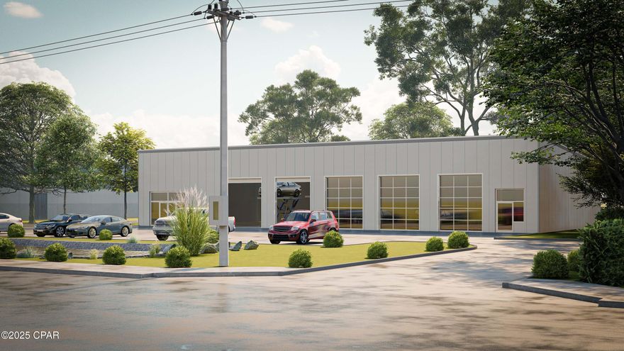 Seize this opportunity with a development order in place for a 7,200 SF automotive service or warehouse/showroom space. Interior buildout and finishes are flexible, tailored to owner or tenant desires. This 1.14± acre parcel, zoned General Commercial in Panama City's Gateway district, sits prominently on the corner of Business 98 and Center Avenue, serving as a pivotal location on this major military corridor. Just 1.5 miles from the Bay Medical Center and two miles from Downtown, this central site lies on the primary artery connecting Downtown Panama City and Tyndall Air Force Base. With Tyndall's projected growth and reconstruction set to increase personnel requirements by over 8,000 service members and their families, this area is primed for remarkable development.