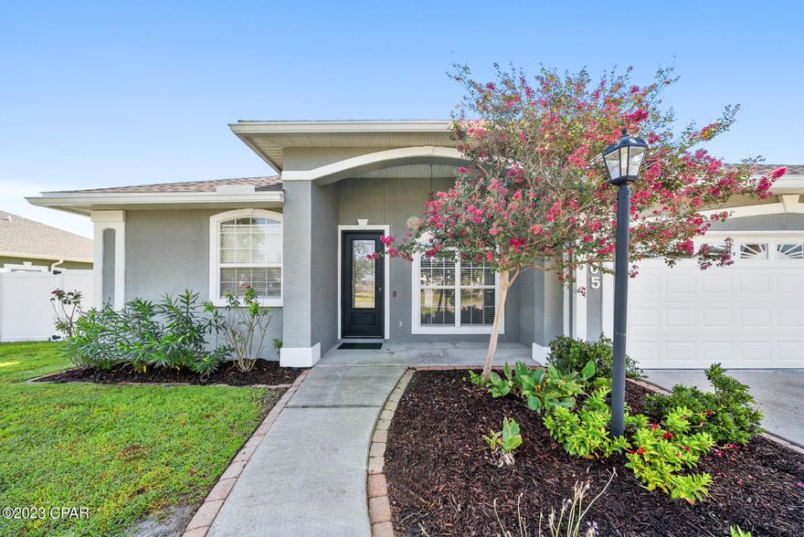 This well-kept Lynn Haven home features many updates and upgrades plus a phenomenal in-ground pool and hot tub that will make you feel like you own your own little piece of paradise! The home features a split floor-plan with attractive LVP flooring, 9 ft ceilings throughout, natural gas for appliances and fireplace, tankless Rinnai hot water heater, Andersen exterior doors, a fire pit, outdoor shed and so much more. The house is on a smart system which includes the sprinkler system, thermostat and pool automation. The yard is large and fully fenced with privacy fencing. The exterior of the home was repainted in 2018 with elastomeric paint and a termite bond is currently in effect with Brock Pest Control. The layout of the house is appealing in that the master suite has a feeling of separateness with its own entry/exit to the pool and living room space. 

There are so many wonderful features in this home, don't hesitate to make an appointment to see it today!

All measurements are approximate so please verify if important. 

The refrigerator and security cameras do not convey with the sale of the home.