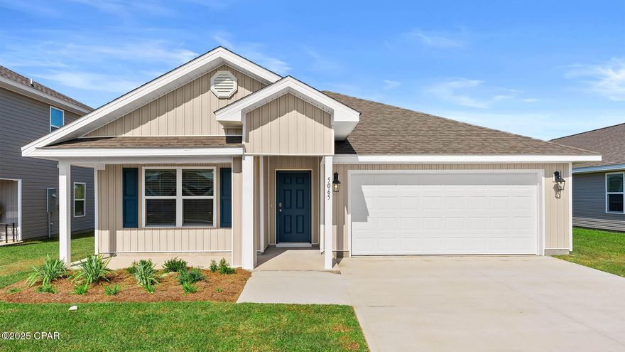 Welcome to the Cali located at the peaceful Titus Park community in Panama City, Florida. The Cali is one of our popular one-story floor plans used in many communities across the country, making it an excellent choice for a new home. With this 4 bedroom, 2 bath home, you will see 1,799 square feet of spacious living perfect for a small family to enjoy comfortably.

As you walk inside the Cali, you will see the long main hallway leading you to the open living room and kitchen. The 8' ceilings throughout the home add to the feeling this of open, spacious floorplan. Engineered vinyl plank flooring throughout the main areas offer a sleek, low-maintenance way to keep your floors looking great while soft carpet in the bedrooms keep your feet cozy. The kitchen and bathrooms feature granite countertops and white cabinetry, a walk-in pantry, and a large island ideal for family and guests to enjoy your meals together. The primary bedroom has its own bathroom featuring a spacious walk-in closet, a double vanity, and a separate walk-in shower and tub. Each room in the house has large windows that allow plenty of natural light in to brighten your mood and home up.

On the exterior of the home, you will see beautiful vinyl on the front of the home. The Cali features a covered back patio and a spacious covered front porch. Sidewalks line every street so you can enjoy the unbeatable Florida sunsets and sunrises on your walk with the kids or the dogs.

Our Titus Park community features underground utilities making it less susceptible to damage from severe weather leading to fewer outages and more reliable service. Residents of Titus Park can enjoy exclusive access to the newly built amenity center with a pool, BBQ pits and lounge chairs!

Today is the day to see why the Cali is one of our most popular floor plans. Contact us today to find your next home at Titus Park!