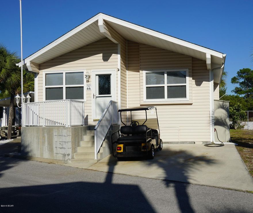 Beautiful 3 bedroom, 2 bath home with an amazing location. This home backs up to St. Andrews State park. Sit back and watch the deer come up to your very own back yard.  You will love the large kitchen with breakfast bar. The living room is open to the kitchen and feels very spacious.  The bedrooms are all are a really nice size. so there's room for everyone.  This home is move in ready.  It doesn't get better than this! Venture Out is a golf cart community that has 300' on the beautiful pristine beaches of the Gulf of Mexico and 1,000' on the Grand Lagoon. Venture Out has something for everyone. With two salt water pools (one heated), fishing pier, boat ramp, mini golf, children's play ground and much more.