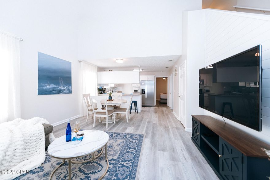 Available on 3/01/2026 for 12 months lease. Wonderfully maintained freshly painted and fully furnished 3 bedroom 2.5 bath 1,432 SqFt townhouse in the ever-popular and gated Palm Cove community. The kitchen has oven/stove, dishwasher and microwave and is open to the dining area and great room. Laundry room is equipped with full size washer and dryer. The complex boasts a pool and after dark security guard. Sorry, no pets. Trash pick-up and grass cut are included in rent. Tenant pays utilities. This property is minutes to the beach, college, Pier Park, Navy base, Publix Sports Park, restaurants, & more!