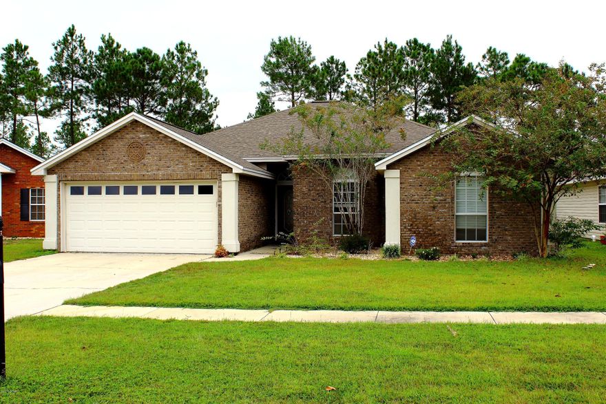 Beautiful brick ranch home in the desireable neighborhood of Cedar's Crossings.  Great private cul-de-sac street for the kids to play, just 15 minutes to Tyndal Airforce Base. The home is a 4 bedroom 2 full bath with 10 foot ceilings, crown molding, and  baseboards. It is a open floor plan and the living room has a gas fireplace.  The large master bath has double vanities, 2 large walk in closets a large garden tub plus a separate shower. Kitchen has stainless appliances, upgraded cabinets and breakfast bar. Large screened in porch to relax on the warm summer days with inground pool and 2013 energy efficient pool pump and a private fenced in back yard. FHA, VA, and USDA eligible. Home is close to shopping, entertainment and beaches. All measurements and information to be verified by buye