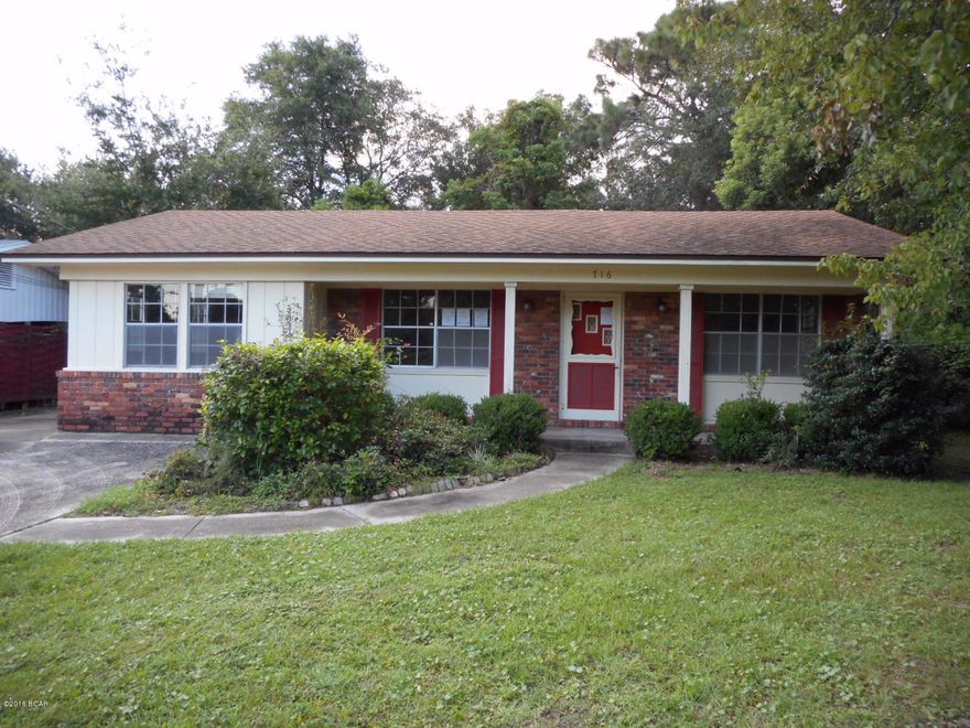 Here's a great opportunity to own your own home, centrally located to 23rd St, 15th St and Downtown Panama City.  This home has 2 bedrooms and 2 baths, a large kitchen, living room and huge den.  The master bedroom is L-shaped with it's own bath. The back yard is perfect for family get-togethers, B-B-Q's or football tailgating.  (All info, dimensions, etc is approximate and should be verified by the buyer.)