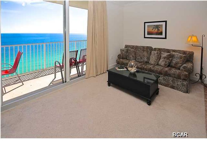 Tidewater unit 2006 is a must see! The owner has never rented the unit out and can tell this unit has been very well maintained as a non-rental the second you walk in the door. This gulf front unit features 1 BR + hall bunks, a Gulf front living and kitchen area, granite countertops, a large kitchen with plenty of counter space, crown molding, high ceiling and a million dollar view over looking the Gulf of Mexico. Tidewater Beach Resort offers quite possibly the best array of amenities of any development on the beach. Amenities include gulf front fitness center with 2 indoor spas, and saunas and steam rooms, two outdoor pools and one heated indoor pool, conference facility, movie theater, an owner's only Sky Lounge, on-site rental department, 24 hour security staff and in-house restaurant and coffee house. One of the best locations on Panama City Beach and is a short walk to Pier Park. Come take a look today! Buyer to verify all info.