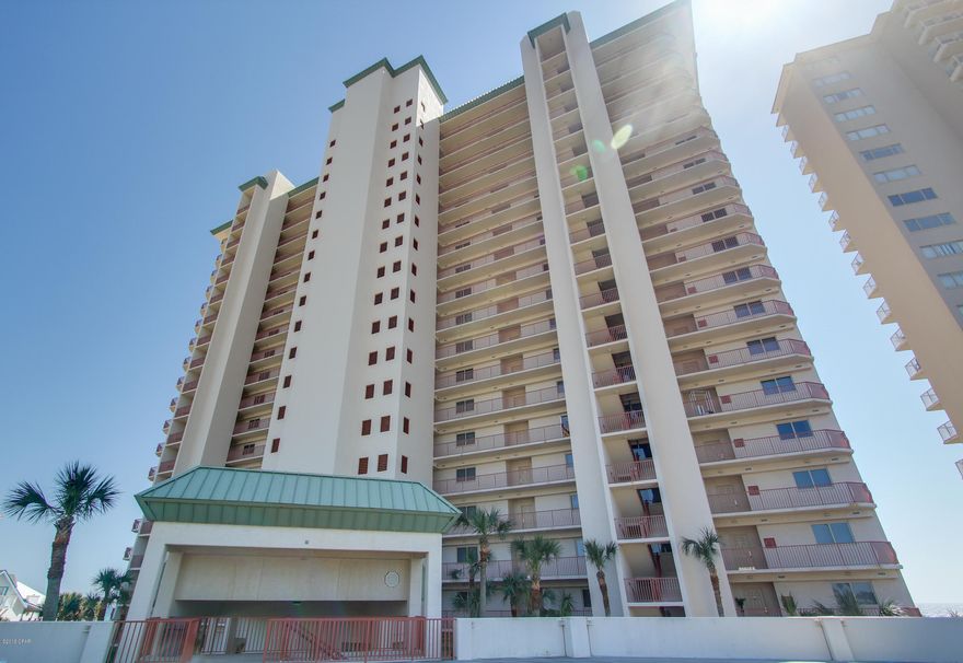 Sprawling entertaining spaces flow throughout this magnificent 3 bedroom 3 full size bath condo. The well established and highly desirable Hidden Dunes Condominium is conveniently located close to shopping, entertainment, St Andrews State Park and the best dining Panama City beach has to offer. With over 2,300 square feet of comfortable living space you'll enjoy the perfect setting for relaxing and entertaining. The moment you enter you'll immediately notice the elegant pillars and amazing Gulf views.  Highlights include, tile floors throughout the main areas, a laundry room with a sink, large beach front balcony with a private hot tub, and being on the 4th floor you have easy beach/pool access. You will enjoy cooking in this spacious kitchen graced with views of the beautiful emerald blue waters. Escape to your master suite with Gulf views and private access to the balcony. The master bathroom with a large walk-in closet, double vanity, soaking tub, and a separate shower. The other two rooms each have their own private bathroom and plenty of closet space. Spend a day at the beach then enjoy relaxing by the pool or head up to the gym. You will not find a better opportunity or deal for a luxurious condo. Don't hesitate to schedule your showing today.