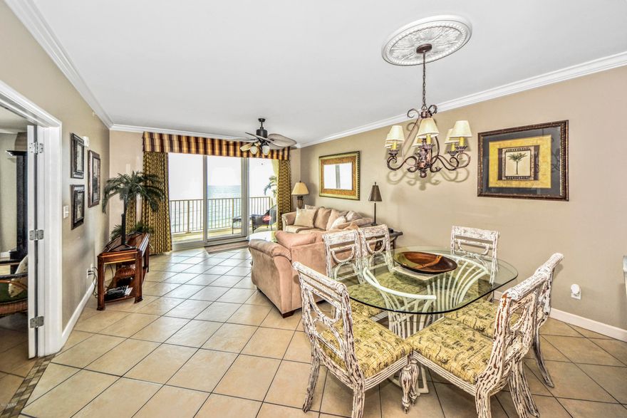 Grandview East is a 125 Unit, 17 story complex. Upgrades & Features of this Fully Furnished 8th Floor, 3 Bedroom, 2 Bath Unit include Tile throughout, Large Kitchen with Breakfast Bar, Granite Countertops, Gulf Facing Master Bedroom, Huge Master Bath with Double Vanity, Full Sized Laundry Room. Large balcony with unobstructed Gulf Views! Owner has added new bar stools for the breakfast bar, new living room furniture (sleeper sofa), new TV and patio furniture. Grandview East is located directly on the Gulf of Mexico and features a lobby with coded entry for security, exercise room, and convenient covered parking under the building. The Resort is located just minutes from Shoppes at Edgewater, Fine Dining, Pier Park and Frank Brown Recreation Center. Call Your Agent to Schedule a viewing.