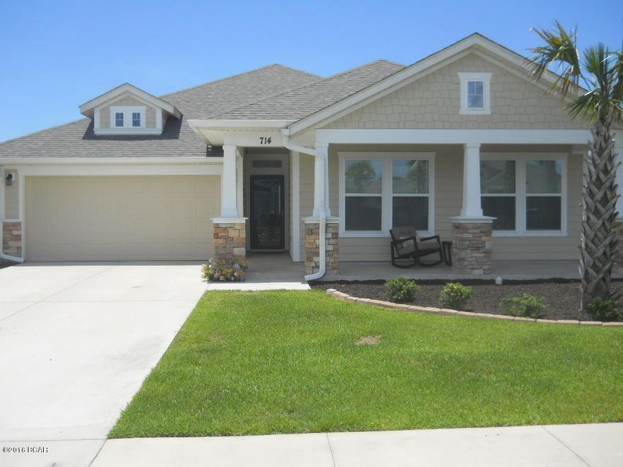 This ''Swift Floor Plan'' home has 3 bedrooms,2 baths 18''x 18'' ceramic tile in a diamond pattern throughout living area, ceramic hardwood look tile in additional bedrooms and ceramic outdoor tile on both the front and back porches.  This floor plan is great for entertaining with its open feel.  A wall between 2 of the 4 original bedrooms has been removed to provide a huge bedroom and could easily be replaced to return to the original 4 bedroom design.  Home features an open split floor plan,  granite counter tops, stainless steel appliances, gas stove, ceramic tile floors and beautifully remodeled master bathroom with a walk-in, spa-like super shower with bench seating. The lawn is beautifully landscaped with rubber mulch around the front and sides, a fenced in back yard with raised vegetable and flower gardens and a large shed for all your garden tools and storage.