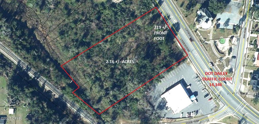2.169+/- ACRES with  219 +/- FRONT FOOT on Hwy 90 (Lafayette Street) with curb cut and center turn lane in the middle of the 4 lane highway. 2024 DOT daily traffic count of 14,346. City of Marianna Zoning allows Mixed Use which is residential or neighborhood commercial. Could be approved for multi family but will need to go throught the approval process with the governiong bodies. Public utilities available.