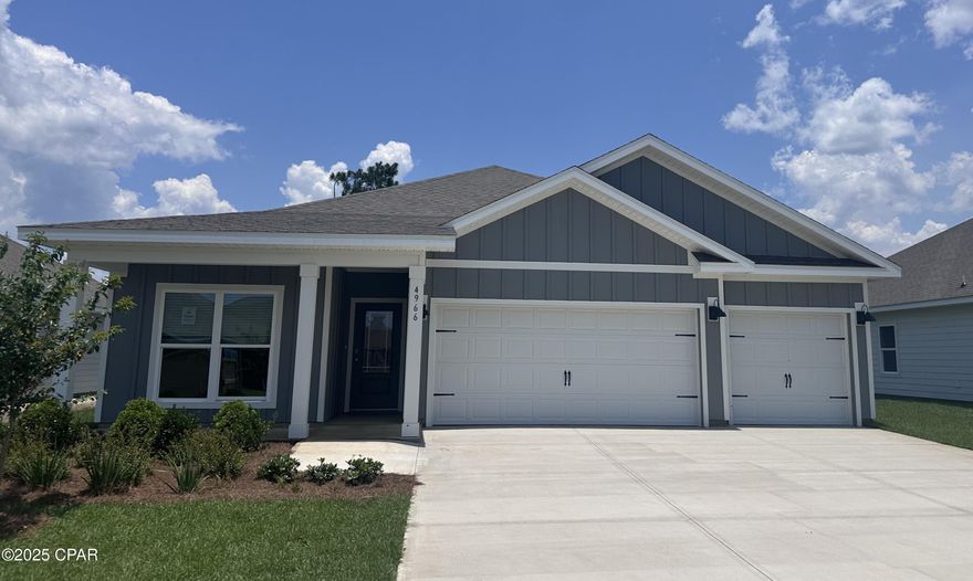 Welcome to 4966 Prater Road, a new home floor plan at Liberty in Panama City, Florida. The Madison is one of our many featured one-story homes at the beautiful Liberty community.

When you walk into the home, you are greeted by a long hallway that is the center point for bedrooms, the laundry room and garage, and leads to the open living room and kitchen. Beautiful engineered vinyl plank (EVP) flooring lines the main areas of the house and soft carpet covers the bedrooms.

The bedroom closest to the garage also comes with its own bathroom, not shared in the main hallway. The bathrooms have beautiful white quartz countertops and white cabinets that enhance the beauty of this home.

Entering the kitchen and living room area, you will notice plenty of natural sunlight illuminating the main area. The living room has tray ceilings that open the room, making your living space feel much more comfortable. The kitchen has stainless steel appliances and comes with beautiful white cabinets. The large island has plenty of storage in it and every surface has elegant white quarts countertops. The dining area is located by the back door leading to the covered rear patio.

Walking into the large primary bedroom, you will also see tray ceilings and three windows that wash the room in natural sunlight. The primary bathroom has a spacious double vanity with white quartz countertops and white cabinetry. The walk-in closet is in the bathroom as well, perfect for when you get out of the separate tub or shower with glass doors.

The Madison is a favorite choice among buyers in Liberty. Stop by the model home today to see for yourself and find your next home at Liberty in Panama City!