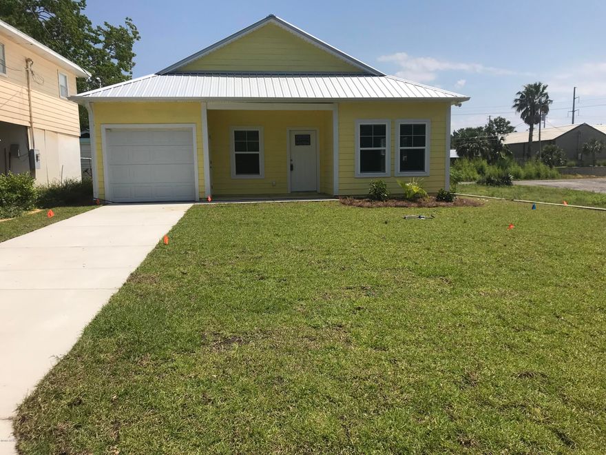 Great Beach Home. Brand NEW Construction. 2Br, Office, 2Ba house.  Lot size is 50 X 65. Metal Roof. Has Septic, City Water, all Electric, Appliances include: Stove, Microwave, Refrigerator.  Metal Roof, Garage and Garage Door opener, Hardy Board Siding and New Counter Tops, everything NEW. Sod Landscaped w/sprinkler system, great Insurance Rate, because constructed by 2018 Codes and has a Metal Roof. There is a voluntary Laguna Beach Property Owners Association, Inc. for the Laguna Beach owners, that use a RESERVED BEACH section of Laguna Beach. There is a form from the Association in the Documents section of the MLS Listing. There is no Garbage Disposal due to septic.