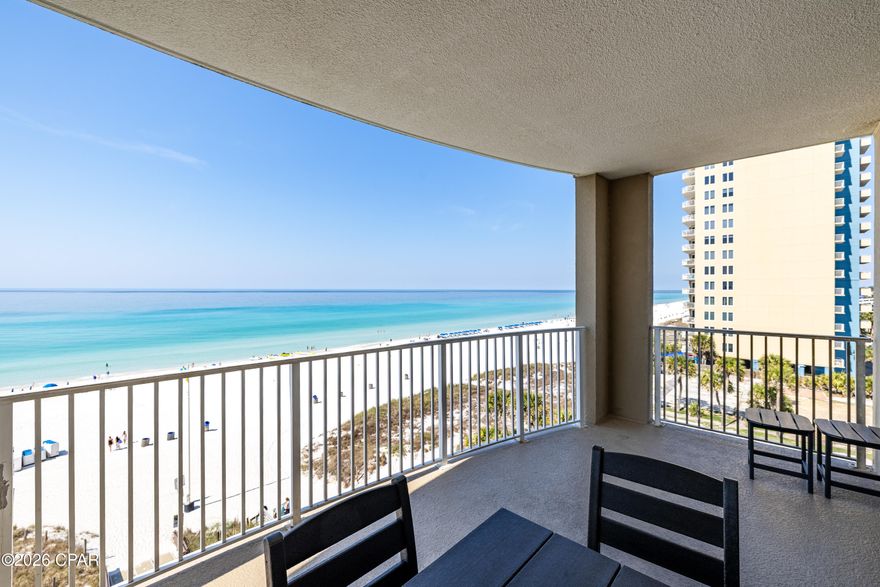 ***Available to show in person or virtually TODAY Sunday (4/29) through Wednesday (4/1) until  2:00pm before the  next renter arrives.  Some properties stand out the moment you walk in--and this Gulf-front 2BR/2BA WEST END CORNER UNIT at Ocean Villa is one of them. Offering unobstructed sunset views and one of the largest balconies for a two-bedroom floor plan, this top-floor residence delivers the coastal lifestyle buyers are searching for.
The open-concept layout features 10' ceilings, consistent LVP  flooring, and a well-appointed kitchen with granite countertops. The Gulf-front primary suite includes sliding glass door access to the balcony, keeping the water in view and the sound of waves close at hand.
Fully furnished and turnkey, this condo is ideal as a primary residence, second home, or investment property. Strong rental history with repeat guests provides immediate income potential. Additional features include a private owner's storage closet and two parking spaces.
Ocean Villa is a well-managed, lower-density complex with desirable amenities including indoor and outdoor Gulf-front pools, hot tub, fitness center, sauna, steam room, grilling area, and direct beach access. Covered parking with secure walkover adds convenience, all in a prime central PCB location near dining, shopping, and entertainment.
If you've been waiting for a Gulf-front property that combines views, functionality, and proven performance, this is a standout opportunity.