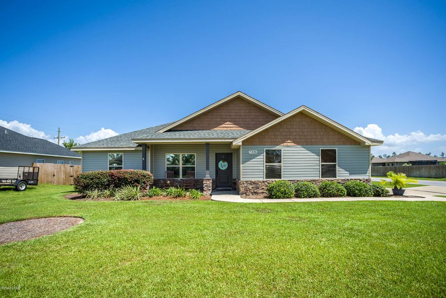 CURRENTLY UNDER CONTRACT.  SELLER ACCEPTING BACKUP OFFERS.



Welcome to this brilliantly crafted home on a large corner lot in Southport less than 3 miles from Lynn Haven! From the beautiful curb appeal with stone accents and columns, to a spacious open-layout concept, this 3-bedroom, 2-bathroom home has it all.  The home features wood-look tile throughout, a shiplap accent wall in the living room, a new roof (installed July of 2019), beautiful wainscoting in the dining area, and an office space.  The master suite includes a large walk-in closet, stunning tray ceiling, and a double vanity in the ensuite bathroom.  The home also includes a privacy fence and a sizable covered back patio (10x30) that is perfect for entertaining. The kitchen area is open to the living room and includes stainless steel appliances, a large sink, and a gorgeous backsplash. The front porch is large enough for rocking chairs to enjoy morning sunrises and evening sunsets. All sizes and measurements are approx. Please verify, if important.