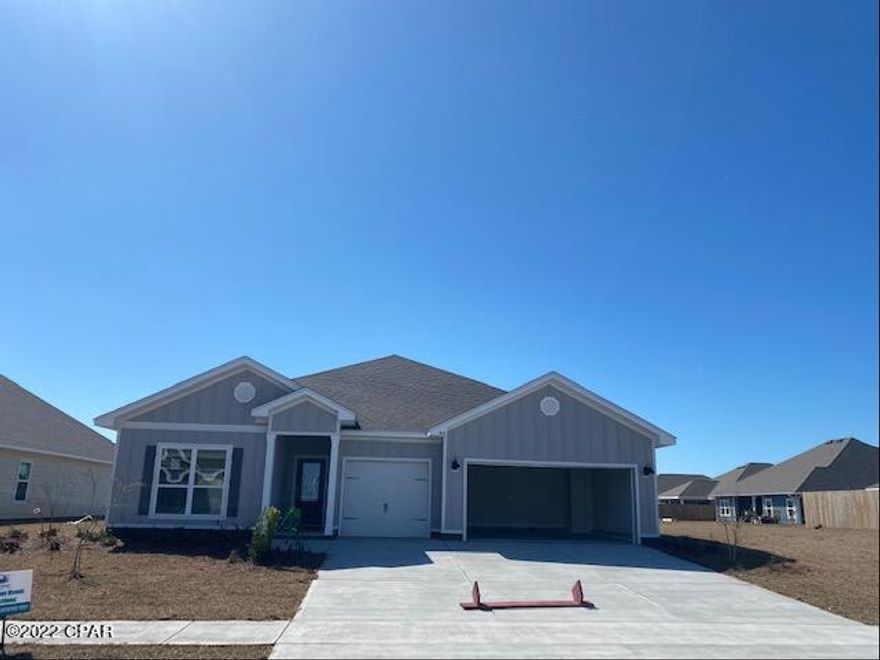 Welcome to Bridge Harbor! This Camden plan is unique in that it has a second garage perfect for a small car or golf cart. As you enter this home

through the front entry way, you will find vinyl plank flooring with a weathered barn board look. The ceilings are 9' throughout with trey ceilings in the study, dining

room, living room and master bedrooms. The walls are orange peel texture and finished with quality paint. The elegant interior doors have brushed nickel

hardware. In the kitchen you will find a nice size center island, with granite countertops and painted cabinetry. A standard Smart Home package includes a KwikSet keyless entry, Skybell doorbell, automated front porch lighting, an Echo
Dot device, and Quolsys touch panel which can be integrated to control your lighting, thermostat, front door and so much more.
A builder 10 year structural warranty is also included.
Pictures, photographs, floor plans, elevations, features, colors and sizes are approximate for illustration purposes only and will
vary from the homes as built. Home and community information including pricing, included features, terms, availability and
amenities are subject to change and prior sale at any time without notice or obligation. For Move-In/Completion Estimates:
Ready dates are estimates only. Timing of completion of construction and buyer move-in are subject to contingencies
contained in home purchase agreement and governing jurisdictions issuance of a certificate of occupancy, and may change
due to forces majeures and other delays or disruptions outside the reasonable control of the Builder