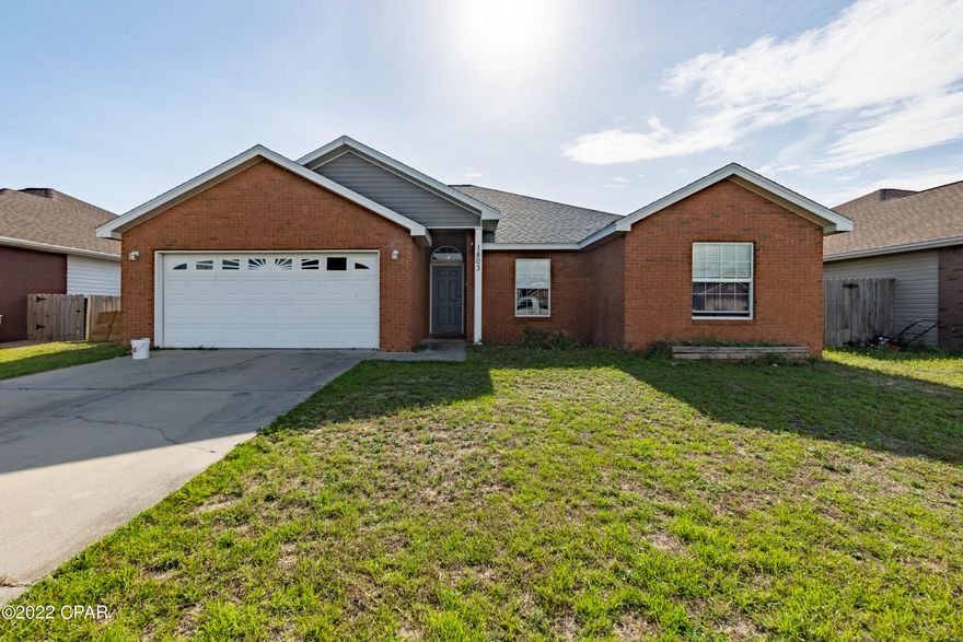 Cedars Crossing 4-bedroom 2-Bath home on a peaceful cul-de-sac features Split Floor plan with open living room plus neighborhood has Underground Utilities, Sidewalks, Street lights, Limited Traffic and No HOA.  Centrally located Close to everything important such as Tyndall AFB, NAS PC, Stores/Restaurants/and the Beach.  All info is approx., taken from public records and should be verified if deemed important.  Private Back Yard Partially Fenced, Large Covered Patio and  Room for a Pool/Pets/and Friends.  CALL TODAY and SEE THIS HOME BEFORE IT GETS AWAY!! This Beautiful home features an oversize Garage, Double size Driveway with ample room for parking.  As you enter the home and experience the openness, you will see that on left side, is the Master Bedroom with Trey Ceiling, on the Right side is the 3 guest bedrooms and guest bath.  Master Bedroom has ensuite private bath with Double Vanity and Double Closets. This home has a Newer Roof (2018), Come see why this neighborhood is so popular.  Its newer appearance, location and limited traffic may be the reason. Also, this home doesn't require Flood Insurance and is all Electric.  Call today for your Exclusive Private Showing before it's too late but bring your Camera Phone because you are going to want to take a selfie in front of this one!