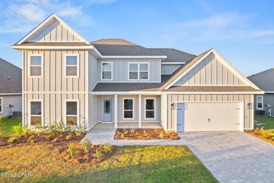 New Construction now selling! If you are looking for space, this floor plan has it. This plan has 5 bedrooms, 4 full baths with the main bedroom on the 1st floor. Open floorplan on the 1st floor with the great room flowing into the kitchen. Quartz countertops grace the gourmet kitchen and stainless steel dishwasher, oven, cooktop, vent hood and microwave. EVP flooring throughout the home, separate tile shower in bathroom 1 and garden tub along with 2 walk in closets. If you enjoy sitting on the back porch, this home has an expansive 12 ft deep by 54 ft long covered porch.