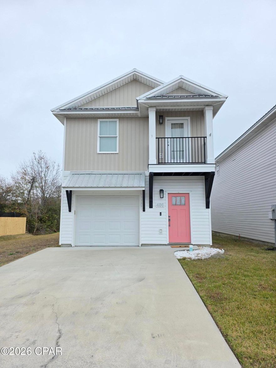 Charming Modern Florida Cottage built in 2021 with solar panels for energy savings! Enjoy a light, airy aesthetic, durable metal roof, welcoming front porch, and private balcony—perfect for relaxing Florida mornings and evenings.
Inside, the open layout is filled with natural light and ideal for everyday living or entertaining. The attached garage offers convenience, while the low-maintenance exterior and solar system make this property cost-efficient and easy to enjoy year-round.
Conveniently located near shopping, dining, Tyndall AFB, and Panama City beaches. Newer construction, and competitively priced—schedule your private showing today!

Professional photos coming soon...