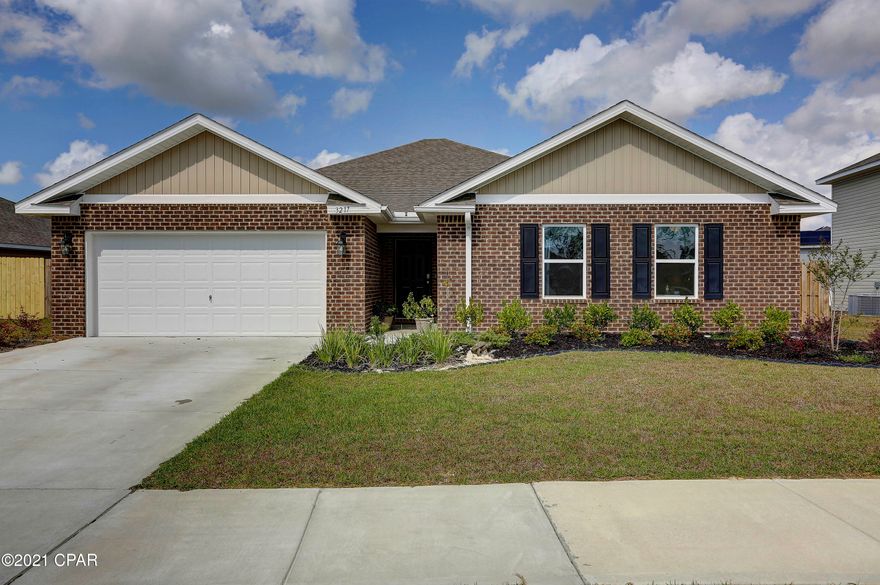 The very popular Denton Plan with 4 bedrooms and 2 baths.   Beautiful vinyl flooring throughout the home. Wide hallways with a very open concept living, kitchen and dining room. As you enter this home through the foyer you will find a large hallway that leads to three bedrooms with a shared bathroom and spacious  laundry room. The kitchen is open and looks out to the living room and includes appliances: refrigerator, stove, microwave and dishwasher. A dining space leads out to the covered back porch with fenced backyard. The master suite is large with a walk-in closet. This home has Smart Home Technology, allowing you to control the AC, lighting and even secure your home from a single touch panel.