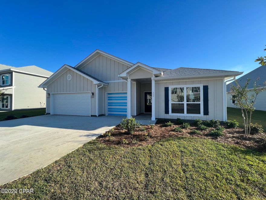 This is a beautiful 4 bed, 3.5 bath home located in the Tierra Verde phase III Community! As you enter the Camden floorplan, you will find elegant 9' ceilings, and EVP flooring throughout, excluding the bedrooms which have frieze carpet. Beautiful interior doors with brushed nickel hardware and granite kitchen and bath countertops with undermount sinks are just a few of the added details. The home also features stainless steel Whirlpool appliances which include a smooth top stove, microwave, and dishwasher. Tierra Verde is located just minutes to nearby schools, restaurants, shopping, and a quick drive to the white sand beaches along the turquoise waters of Panama City Beach. A standard Smart Home package includes a KwikSet keyless entry, Skybell doorbell, automated front porch lighting, an Echo
Dot device, and Quolsys touch panel which can be integrated to control your lighting, thermostat, front door and so much more.
A builder 10-year structural warranty is also included.

Pictures may be of similar, but not necessarily of subject property, including exterior and interior colors.