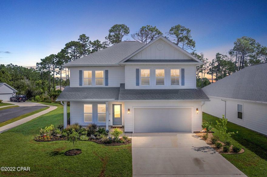 This two Story floor plan is a spacious 4 bedroom, 3 ½ bath, 2 car garage home that features a large game room on the 2nd floor. This home has plank vinyl flooring on the 1st floor of the home in all the common areas, baths and laundry room. The kitchen has painted cabinetry, large breakfast bar and granite counter tops. Stainless steel appliances include a smooth top stove, dishwasher and microwave. Bedroom one is downstairs with a walk-in closet and 5ft walk in shower in the bath.