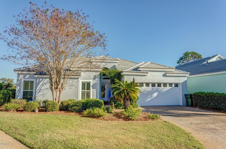 This home is a must see in the wonderful neighborhood of Legend Place in Baypoint.  Located in a cul-de-sac, this home requires little maintenance and move-in ready. It has a new concrete tile roof with cooling system and a 30 year transferrable warranty. The back has a lanai porch with a view of the 16th tee of the Nicklaus golf course and a lake and fountain with seawall and lots of privacy. The kitchen and family room overlook the lake with a private patio from the master bedroom. Renovations include a beautiful front door, new windows and doors, painted inside and out, plantation shutters, new custom kitchen cabinets with quartz countertops and tile backsplash with stainless steel appliances.  The kitchen is open to the living area with a breakfast bar. The living area also features a gas log fireplace.  Additional features include tiled floors, arched doorways, raised ceilings, split bedroom floor plan and ceiling fans throughout.  The Master Suite has a large walk-in closet and adjoining bathroom has a double vanity, garden tub, and separate shower. There is an annual fee of $1325 which includes yard maintenance, irrigation, trash pickup and roving security.  All room sizes are approximate.  Please verify if important.