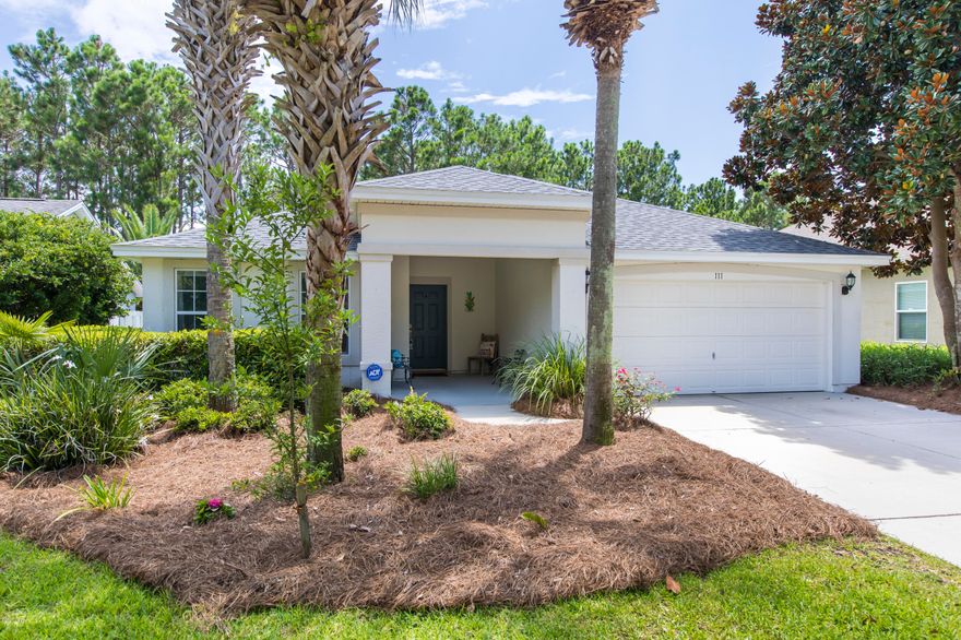 This home is located on a large lot in the popular St. Joe Community of Palmetto Trace.  This golf cart community has 2 pools and well established landscaping.   There is a separate laundry room, big pantry, enclosed Florida room that leads to a gorgeous,  peaceful courtyard with a wooded backdrop.  New AC, roof, water heater and microwave in 2019.  The yard is well maintained and has a sprinkler system.  There are convenient shelves in the 2 car garage and extra parking in the driveway.  There are 2 closets as you enter this home.  The only thing it needs is fresh paint and carpet.  The sellers are generously allowing a $2500 flooring allowance.