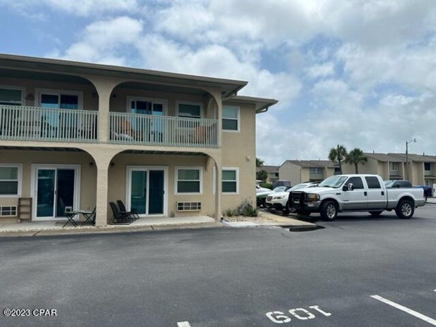 If you are looking for a low cost beach house with lots of amenities and access to the beach, then this unit is for you.   This unit sleeps 4 and has been very well kept.  Tile floors, dishwasher and practically new appliances.  Gas stove. microwave. in kitchen area.  The bathroom is completely tiled from floor to ceiling with very low maintenance.  Beach chairs on the balcony,
King size bed, Large flat screen T.V.  kitcen bar.  Hurricane graded tinted glass and windows and sliding doors, installed after Hurricane Michael. 
 The amenities include 11 swimming pools,  (5 heated),  a 2 acre miniature golf course, shuffle board courts beach house with pool on the gulf side. 4 tennis courts. (2 lighted at night).  Be sure to check out this unit before you buy!