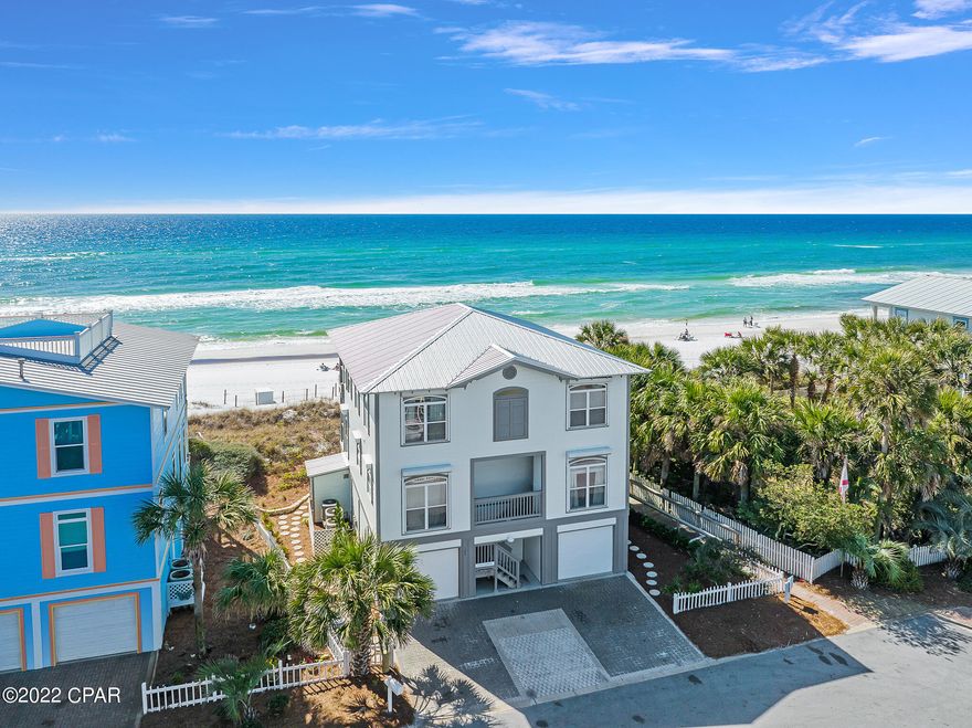 Sunrise Beach is a sought after, highly desired gated community on 30A that is in a premier location! This gulf-front home is perfectly positioned on the sand, east of the Gulf Place Town Center and walkable to local restaurants, boutique shopping and all that 30A has to offer! This gorgeous home is designed with a master suite overlooking the pristine Gulf of Mexico to include a private balcony and a sitting area perfect for those quiet mornings watching the waves roll in. The open floor plan of the great room features a spacious living area, dining room flooding with natural light and a kitchen that is fit for entertaining. This home is ready for rentals with new furnishings, exterior paint and plenty of storage. You don't want to miss seeing  this GULF FRONT gem!