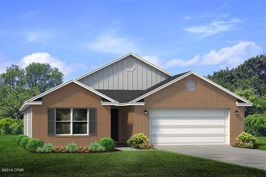 Construction is complete on this Ryder floorplan at Magnolia Hills. As you drive up to this home you will a see a covered porch and two car garage. Through the front

entry way you will find vinyl sheet flooring throughout all common and wet areas of this home. The shared bath has vinyl sheet flooring and shower/tub combo.

The hallway opens to the large great room, kitchen and dining area. The kitchen is open with a center island and has plenty of cabinet space and a nice pantry for

storage. Appliances include a dishwasher, microwave and stove. In the master suite you will find his and hers walk-in closets. The master bath has a shower only

and dual sink vanity. From the great room you have access to the covered back porch that is perfect for
outdoor dining and barbecues. Magnolia Hills Phase 4 & 5 is our newest home community conveniently located near shopping
and schools. This quaint community offers seclusion, quick access to HWY 231, and convenient to shopping, dining and the
world famous beaches.
This home has vinyl sheet flooring throughout, durable laminate countertops and carpet in all bedrooms **Pictures, photographs, floor plans, elevations, features, colors and sizes are approximate for illustration purposes only and
will vary from the homes as built. Home and community information including pricing, included features, terms, availability and
amenities are subject to change and prior sale at any time without notice or obligation. For Move-In/Completion Estimates:
Ready dates are estimates only**