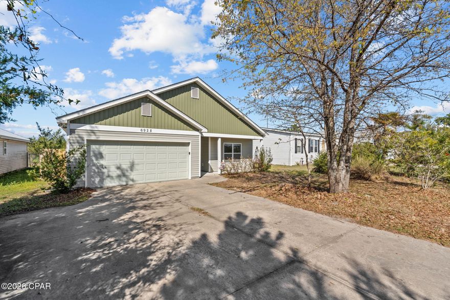 Welcome to 6928 Bayou George Drive, a well-maintained 3-bedroom, 2-bathroom home offering comfort, functionality, and value in a convenient Panama City location.... with no HOA.

This home features a practical layout designed for everyday living, with inviting living spaces and a natural flow throughout. Whether you're relaxing at home or hosting guests, the floor plan offers flexibility to suit a variety of needs.

Enjoy views of a large pond that create a more private, secluded feel--while still being just a short drive to local stores, restaurants, schools, and Tyndall Air Force Base. It's the balance of peaceful surroundings and everyday convenience that many buyers hope to find.

The fully fenced backyard adds even more appeal, providing a ready-to-enjoy outdoor space ideal for pets, entertaining, or simply unwinding.

This property presents an excellent opportunity for buyers seeking affordability without sacrificing key features.  

With its combination of features, location, and value, this home is a must-see!

If important, buyer to verify information and measurements.