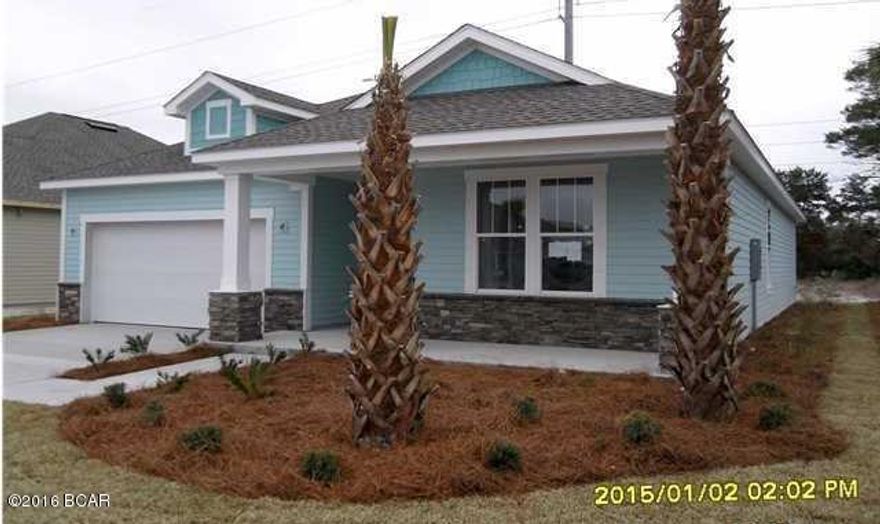 This home has a Mako Floor Plan with a Craftsman Elevation. This house is a new construction Model Home Example and not the actual house being built. A Samuel Taylor built home includes standard features such as designer carpet in main areas and bedrooms, 8 ft. 2 panel craftsman interior door package, brushed nickel fixtures and faucets throughout, insulated (R19) interior common walls and insulated (R38) ceilings, and durable Sherwin Williams premium interior wall paint. Kitchen features stainless steel appliance package (range, dishwasher, & microwave) and oversized 36'' wood cabinetry with crown molding, and granite counter tops. Full bathrooms include raised vanity heights, large tile flooring in bathrooms and laundry rooms, 2 x 6 Exterior Wall Construction, and hurricane tie down rod anchor system. Exterior of home includes coastal and craftsman architecture, spacious 2 car garage, architectural roof shingles with an extended warranty, low maintenance aluminum fascia and vinyl soffits, termite treated foundation, Hardi-Plank siding with an extended warranty, and durable Sherwin Williams Loxon exterior paint. All new construction homes are backed by a 2-10 Home Buyers Warranty. Your HOA dues includes lawn maintenance for the home. The Whisper Dunes subdivision includes sidewalks, curb & gutter, a beautiful community pool and pool cabana. Whisper Dunes is a golf cart friendly community and you are within a short driving distance to our beautiful beaches, Pier Park shopping, NW FL Beaches International Airport, and the beautiful 30A South Walton area. Choose your lot, floor plan & elevation, choose your design options, and pick your paint colors! All measurements and sizes are approximate, please measure for accuracy and verify all sizes.