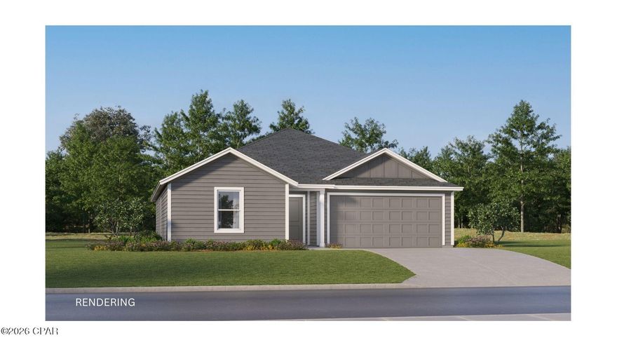 The Mays floor plan offers a thoughtfully designed single-story layout ideal for modern living. At the front of the home, well-appointed bedrooms provide comfort, privacy, and flexibility for family, guests, or a home office. The entryway opens into a spacious open-concept living area where the kitchen, dining room, and family room flow together effortlessly. The kitchen includes quartz countertops, stainless steel appliances, and 42' cabinets for both style and convenience. Tucked privately at the rear of the home, the owner's suite offers a relaxing retreat with a well-appointed bathroom and a generous walk-in closet, completing this smart and comfortable design.