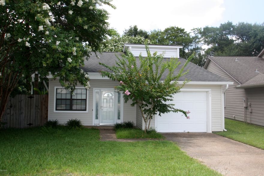 Very nice, well-kept home, central to all things Panama City–convenient to 23rd Street shopping & restaurants. Home is located at end of quiet cul-de-sac, perfect for the first-time home buyer or empty-nester. The oversize family room has vaulted ceilings & provides all the space you need - it’s French doors open onto the large covered patio & is convenient to kitchen & dining. The fully equipped kitchen has a breakfast bar & pantry. The master bedroom has an ensuite bath with beadboard & solid surface counter tops, together with a large walk-in closet. 2 additional bedrooms provide plenty of comfort for the rest of the family or guests. Plenty of space in the garage for storage; the covered porch is 24 feet long. Features include hardwood & tile floors, ceiling fans, fresh paint.