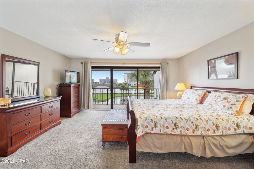 CURRENTLY UNDER CONTRACT, SELLER ACCEPTING BACKUP OFFERS. Remodeled LARGER 2-Bedroom floorplan with 3 FULL BATHS, which is only available in this building. The sellers have done a complete remodel since purchasing with too many updates to mention. Ask your realtor to print a list of updated items from the MLS. This unit is located on the 2nd floor and features a living room with a private balcony, overlooking the lake, golf course, and even a peek-a-boo gulf view. There is a full dining area, as well as a separate tiled breakfast bar. The kitchen has been upgraded to include soft close solid cabinets, granite countertops, as well as a raised ceiling and recessed lighting. All 3 bathrooms have solid cabinetry and granite countertops. The main floor has been soundproofed and tiled (no carpet as all 3 bathrooms, and features a full bath and laundry room. The 2nd story, which consist of 2 bedrooms, and 2 full baths, was recarpeted, and the master bedroom has a private balcony with an amazing view to wake up to! Both balconies have been tiled, and both sets of sliding glass doors have been replaced. Additional features and upgrades include: Replaced all interior doors/hardware, outlets, switches, plumbing fixtures, removed all popcorn ceiling, new ceiling fans (3) in living room, 2 bedrooms, painted entire unit, refinished all 3 tubs, replaced all 3 toilets, and replaced stove and dishwasher. This unit also has 2 air conditioning units, one was replaced in 2019, water heater replaced in 2017, refrigerator replaced in 2020, and washer and dryer 2021. There is so much more I can say about this unit, but you must view it to appreciate the amount of space it has and the beautiful view. If you are not familiar with Edgewater Beach Resort, it is one of Panama City Beach's premier 5-star resort. It is truly a resort and spa with every amenity imaginable to include: 11 pools, 4 Jacuzzis, Oceans Bar & Grill, Pizza Place, 9-hole executive golf course, onsite store featuring coffee, snacks & ice cream, arcade, shuffle board courts, salon, 6 tennis courts, watersports, wellness & fitness center with an aerobic studio, adventure zone, and even an activities director that coordinates day long activities. Edgewater Beach Resort has its own conference center, making these units a great rental year-round. All of this and a true gated community with onsite security. If this sounds like the resort you have been looking for call today to setup a private showing before your dream of owning a piece of paradise becomes someone else's reality! Age, Sq.Ft., Room Dimensions, Taxes, Schools, or any other information must be verified by the buyer if important.