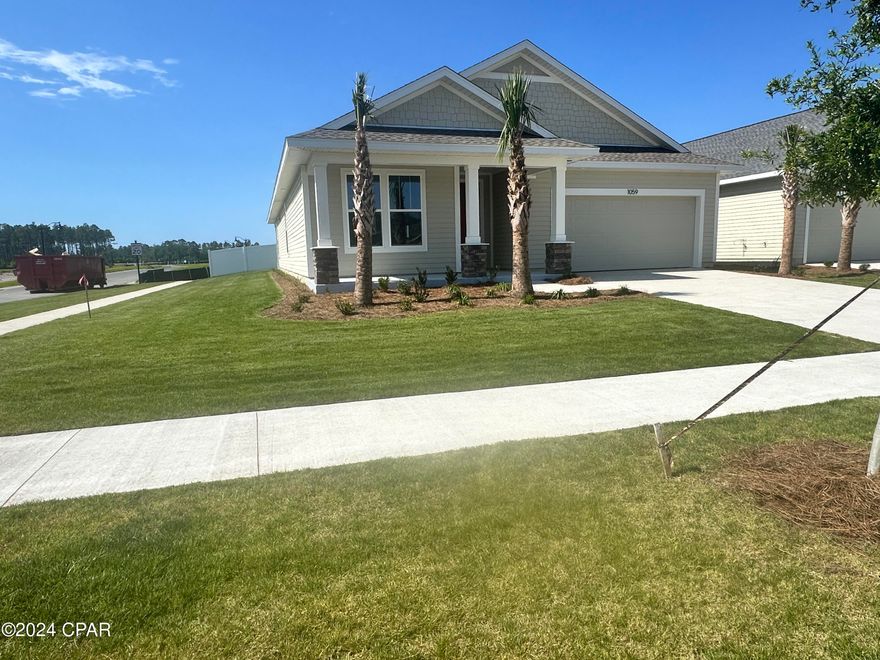 This Samuel Taylor home features the Crervalle floor plan. All builds are currently built above hurricane code with 2'' x 6'' steel framing, hurricane tie down rod and anchor system, architectural shingles and higher insulation ratings. Interior standard features include 9 and 10 foot ceilings, tile, LVP  and carpet flooring, granite countertops, gas stove, gas water heater, microwave, dishwasher and garbage disposal. Upgrade options are available. This home includes the Gourmet Kitchen, interior window trim, soft close drawers and doors and 42'' upper cabinets, upgraded tile and backsplash. A very large walk-in pantry.  And you will love the owner's bath with the split sinks and double closets.  Please visit the Model home located at 806 Breakfast Point Blvd. for more information! Excellent opportunity to be in the hottest community on the Beach!