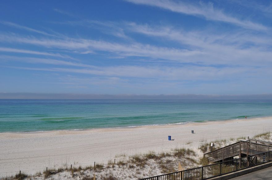 This is the most desirable unit in Aqua Vista! Second floor, west facing condo with a huge wrap-a-round balcony overlooking the Gulf of Mexico!  This is a 3BR/2BA unit being sold completely furnished and rental ready. The unit features a split-bedroom floor plan with the master bedroom facing the water and access to the balcony. Recent updates include a new interior AC and water heater, tile floors, and the kitchen cabinets have been upgraded.  Aqua Vista offers a gulf front swimming pool, hot tub, sauna, beach service, elevated sundeck, a club house, and so much more. You're only a couple of miles to Pier Park shopping and entertainment center featuring over 80 stores and restaurants.  All info is approx. and must be verified by Buyers if important.