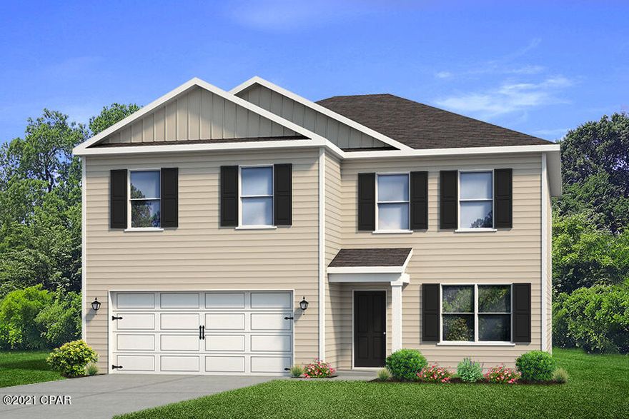 The Galen plan is a two-story home with a two-car garage consisting of over 2400 square feet. As you enter this home, you will find traditional 8' ceilings, vinyl sheet flooring throughout the common areas, and an office or study space just off the foyer. The walls have been painted with quality paint, the countertops are durable laminate, and the decorative doors have nickel hardware. The great room is open and spacious, and the kitchen has a center island with walk-in pantry and flat-panel cabinetry. Appliances include dishwasher, stove, and microwave. Upstairs you will find a spacious first bedroom and all additional bedrooms along with a nice sized laundry room. Located in eastern Bay County just off of Boat Race Road, Bridge Harbor is approximately 5 minutes to Tyndall Air Force Base. This home comes standard with a Smart Home Technology package which includes a KwikSet keyless entry, Skybell doorbell, automated front porch lighting, an Echo Dot device, and Quolsys touch panel which can be integrated to control your lighting, thermostat, front door and so much more. 

This home is being constructed with the Zip Sheathing system, providing greater protection than a traditional housewrap from damages due to wind, rain, and extreme weather. A builder 10-year structural warranty is also included.

Pictures may be of similar, but not necessarily of subject property, including exterior and interior colors.