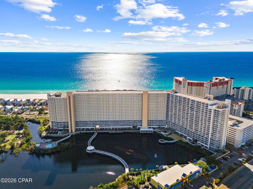 Looking for a beautiful condo with a Gulf View in the Laketown Wharf community?  This 3-bedroom, 2-bath residence offers an open layout with amazing views! The living area opens to a private balcony with views overlooking the Gulf and community.  This condo is being sold fully furnished!

The primary suite includes Beautiful views of the Gulf and a private bath, while the guest bedroom and additional space make it easy to accommodate family or guests. The kitchen opens to the main living area, creating a functional layout for everyday use or entertaining.

Laketown Wharf offers a wide range of amenities, including multiple pools, a large lake with a boardwalk and nightly fountain shows, on-site dining, a fitness center, covered parking, and easy beach access just across the street.

Call today for your showing!!