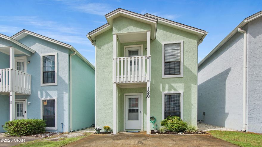This detached, two-bedroom, two-and-a-half-bath townhome presents an exceptional opportunity for those seeking a hassle-free home in Panama City Beach. Situated just one mile from the vibrant Pier Park on the desirable West End, the location is unbeatable. The property is well-maintained with a new roof (2019), fresh exterior paint (2022) and New HVAC (2023). Inside, you'll find a spacious kitchen with a breakfast bar, dedicated dining area, separate laundry, and a bonus enclosed sunroom for extra living space. Enjoy the beach life from your large master balcony with a delightful peek-a-boo Gulf view! The private fenced patio and two outside storage closets add functionality. Best of all, the HOA simplifies your life by covering exterior maintenance, exterior insurance, cable, water, garbage, pest control, and lawn care. Residents also get access to two pools and a clubhouse in the charming well-maintained condominium complex, just steps from the beach. Ideal for Investors, Second Home or Full Time Residence
