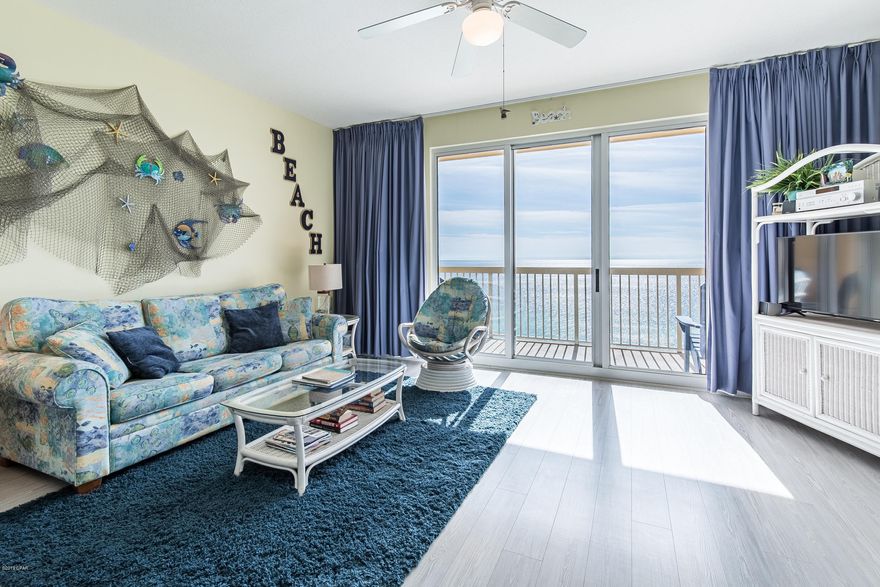 CURRENTLY UNDER CONTRACT, SELLER ACCEPTING BACKUP OFFERS. This 1BR/2BA at Calypso is upgraded with solid surface flooring throughout. With built-in bunks and 2 FULL BATHS, this is an ideal 1BR vacation rental property where you can sleep 6 comfortably!! The spacious main room is gulf-front and offers fantastic views of the beach and gulf. After playing on the beach, lounging at one of two resort-style pools or relaxing at the gulf side Tiki Bar, take a short walk to the new Pier Park...an outdoor shopping, dining and entertainment complex directly across the street from the emerald waters of the Gulf of Mexico!!