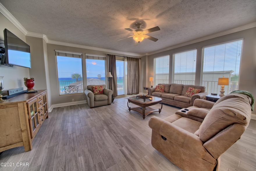 This is one of the most desired complexes on the beach and this is a rare opportunity to own a second floor 3 bedroom unit overlooking the sugar white sand of the worlds most beautiful beaches. Gulf Crest is a gated community with two gulf front pools, whirlpool, kiddie pool, fitness center, tiki bar & grill and a game room & gazebo. This beautiful unit is loaded with upgrades All information is believed to be correct but should be verified by the buyer.