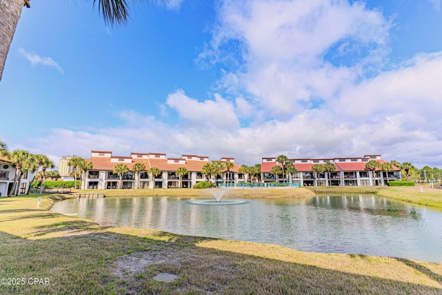 CURRENTLY UNDER CONTRACT, SELLER WILL CONSIDER BACKUP OFFERS. Wow, this place truly has it all! Edgewater Beach & Golf Resort stands out as the premier destination in Panama City Beach - offering unparalleled amenities along the Emerald Coast. Whether you're seeking a primary residence, a second home, or a lucrative short-term rental, Villa #1103 delivers on every front. This stunning villa combines coastal elegance with modern luxury that features a spacious living area, tranquil fountain view, huge second bedroom, and fully-equipped kitchen with plenty of cabinets, granite countertops, and top-tier appliances, including a new refrigerator and dishwasher. Relax in the cozy seating area while enjoying the serene nature view of the lovely pond. 
This move-in-ready villa boasts exceptional upgrades throughout. The primary suite includes a king-sized bed, a smart TV, and an ensuite bathroom with a double vanity and gorgeous, upgraded walk-in shower with frameless glass. The second bedroom offers two queen beds, a smart TV, and access to the second bathroom with a tub/shower combo. Step out onto the covered patio to enjoy your morning coffee in a peaceful, private setting. 
Edgewater Beach & Golf Resort is full-service and offers exclusive amenities like an expansive 11,800 sq.ft. lagoon pool, nine heated pools, four hot tubs, a beachfront restaurant and bar, Starbucks, an ice cream parlor, a spa, a fitness center, a golf course, and lighted tennis/pickleball/basketball courts. Conveniently located, the resort provides direct access to the beach, water sports, and beach chair service. Outside the guarded security gates, you'll find a variety of dining options, from NY-style pizza to upscale seafood. With its unbeatable location, exceptional amenities, and proven rental potential, Villa #1103 is a must-see gem in one of PCB's most sought-after resorts! 
A video tour is available. Currently self-managed on a short-term rental program. All management tools/vendors/website/bookings are able to be shifted to a new buyer if desired.