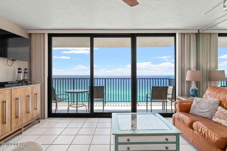 CURRENTLY UNDER CONTRACT, SELLER WILL CONSIDER BACKUP OFFERS. Coveted west-facing end unit in highly desired One Seagrove Place! This 13th floor corner unit boasts a waterfront master suite with unobstructed panoramic gulf views. Breathtaking sunsets are a regular occurrence from the primary suite, kitchen, and living/dining area, as well as the private balcony. The second bedroom and additional full bath allow plenty of space for families and groups. Owners and guests enjoy resort style amenities including easy beach access with optional beach chair service just steps from the elevator, a seasonally heated pool, and a fitness center. Ideally located in Seagrove Beach, this condo is just a short walk or bike ride away from nearby attractions in Seaside, Seacrest, and more.