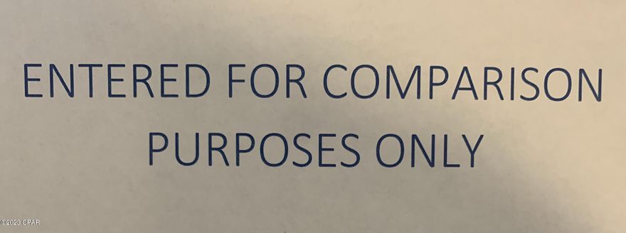Entered for comparison purposes only.