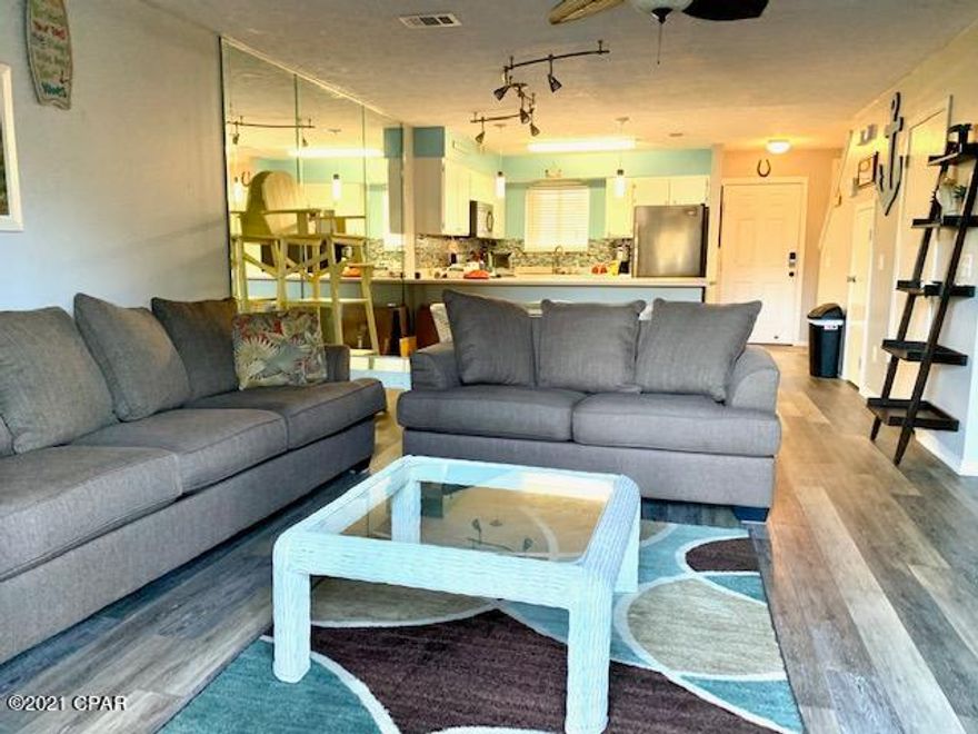 'CURRENTLY UNDER CONTRACT, SELLER ACCEPTING BACKUP OFFERS' If you are L@@King for a ''Glassback'' in Gulf Highlands Beach Resort, here it is... This unit also backs up to the Mini Golf Area.  This unit has a very large open feel that is great for Entertaining. The 2 Bedrooms are upstairs and BOTH have PRIVATE BATHROOMS.  The Laundry is also upstairs. The Kitchen Appliances and W&D are approximately 3 years old. Newer Items... Toilets, LVP Flooring, Faucets, Lighting, Hinges, Carpet upstairs with 8lb pad, Granite in Master Bath, Bead Board up the Stairway. The Furnace Blower was replaced about 2 years ago. There  is a Tankless Water Heater. Some of the Attic is Floored for Storage. A/C 5-7 years old. Resort has 11 Pools, 1 is Gulf Front. Age, SF, Dimensions approx... verify if important