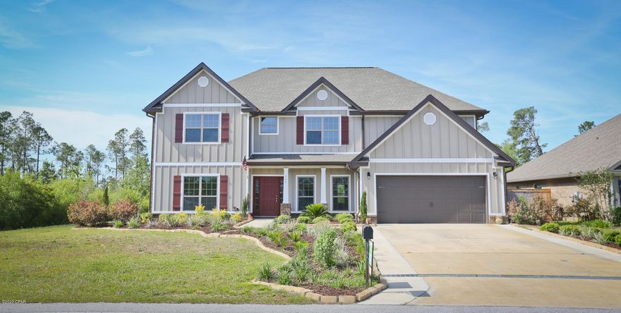 ****************NEW PRICE!!!**************COME FALL IN LOVE!  This is the perfect home for a large family!  This floor plan has been discontinued and is no longer an available floor plan selection in Fanning Bayou.  This floor plan was designed with entertaining in mind. Just as you enter into the large foyer, you will realize that this home is like no other. There are double arches setting off the formal dining room and library.  The family room and kitchen are open to each other with a long wrap around bar dividing the space. You will love preparing family meals in the gourmet kitchen with stainless steel appliances, 3 cm granite, designer cabinets, and a breakfast bar with an eat in breakfast nook. The master suite is a nice size with everything you are looking for: Come Fall in Love!!!   This is the perfect home for a large family!  This floor plan has been discontinued and is no longer an available floor plan selection in Fanning Bayou.  This floor plan was designed with entertaining in mind. Just as you enter into the large foyer, you will realize that this home is like no other. There are double arches setting off the formal dining room and library.  The family room and kitchen are open to each other with a long wrap around bar dividing the space. You will love preparing family meals in the gourmet kitchen with stainless steel appliances, 3 cm granite, designer cabinets, and a breakfast bar with an eat in breakfast nook. The master suite is a nice size with everything you are looking for: garden tub, separate tiled shower, his and her vanities, linen closet, walk in his and her closets, water closet and trey ceiling.   And this is just the first floor!  This home has LVP flooring throughout the common areas with carpet in each bedroom, granite countertops, fresh quality paint on walls.  The kitchen is open and spacious and has a center island with a breakfast bar.  The appliances include a stove, microwave and dishwasher. There is a large laundry room just off of the kitchen.  Upstairs you'll find 5 bedrooms, a huge 15x14 game room & two full baths. Home has tons of storage closets & an all-around great space for a large family.
Fanning Bayou is a natural and secluded setting surrounded by conservation habitat, yet within proximity to shopping, dining, and the new Panama City International Airport. The neighborhood has a gorgeous pool house complete with a 5,000-sf pool, open and shaded lounge areas, entertainment pavilion and green areas.